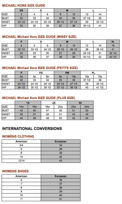 michael kors shoes size chart cm|Michael Kors size guide uk.